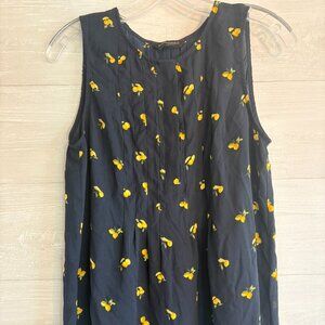 Banana Republic Sleeveless Pleated Lemon Top M
